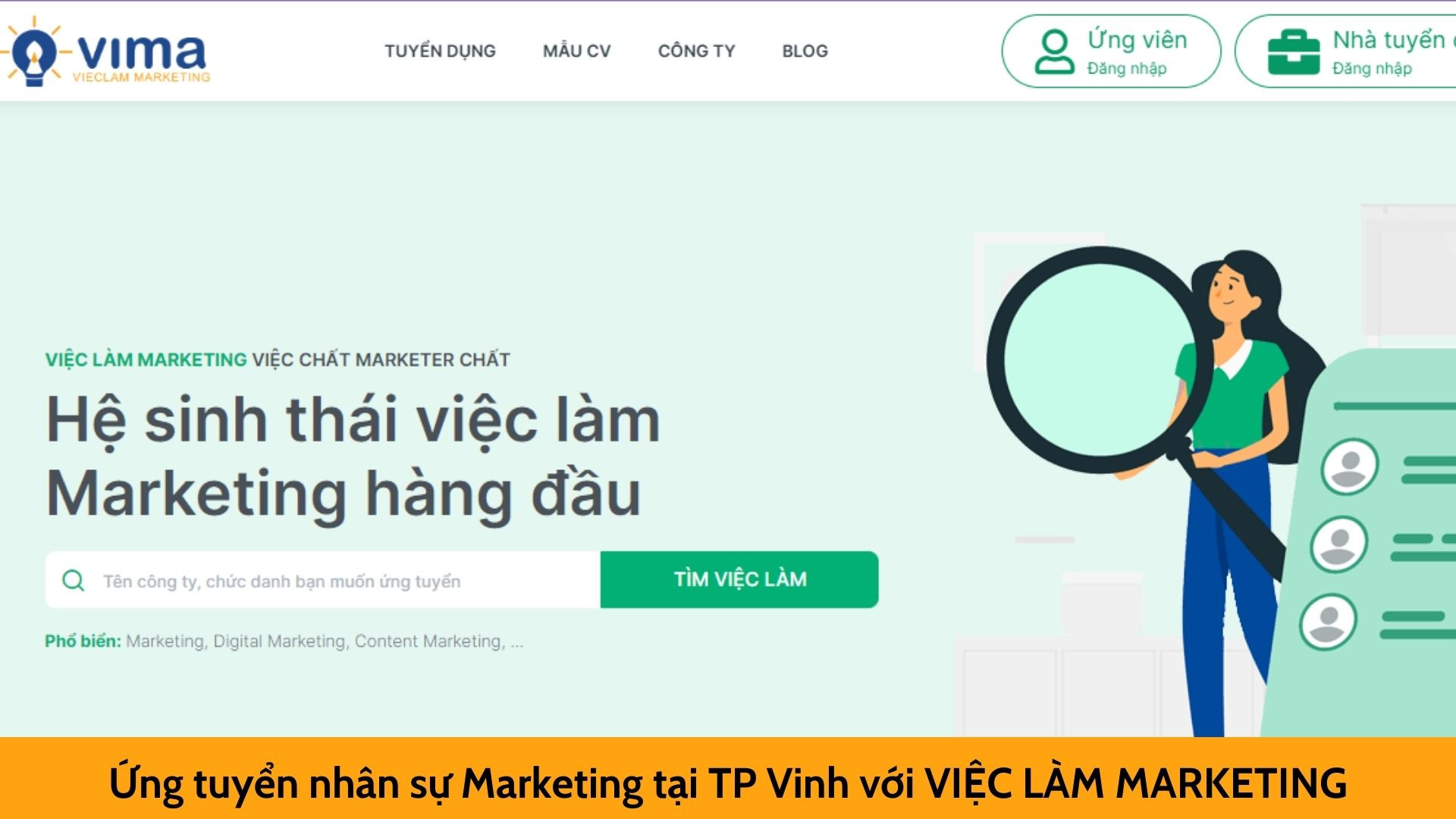 Ứng tuyển nhân sự Marketing tại TP Vinh với VIỆC LÀM MARKETING