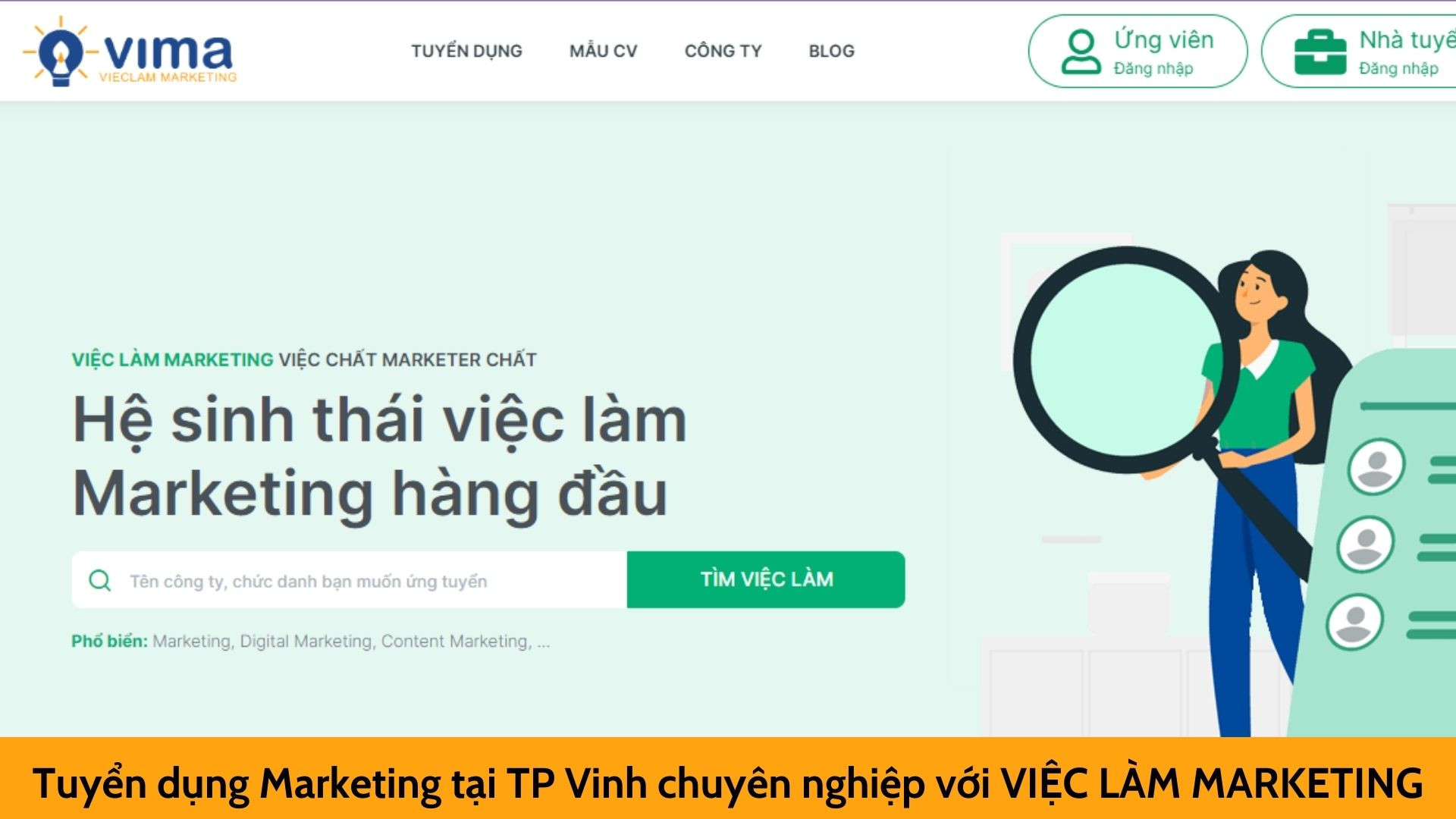 Tuyển dụng Marketing tại TP Vinh chuyên nghiệp với VIỆC LÀM MARKETING